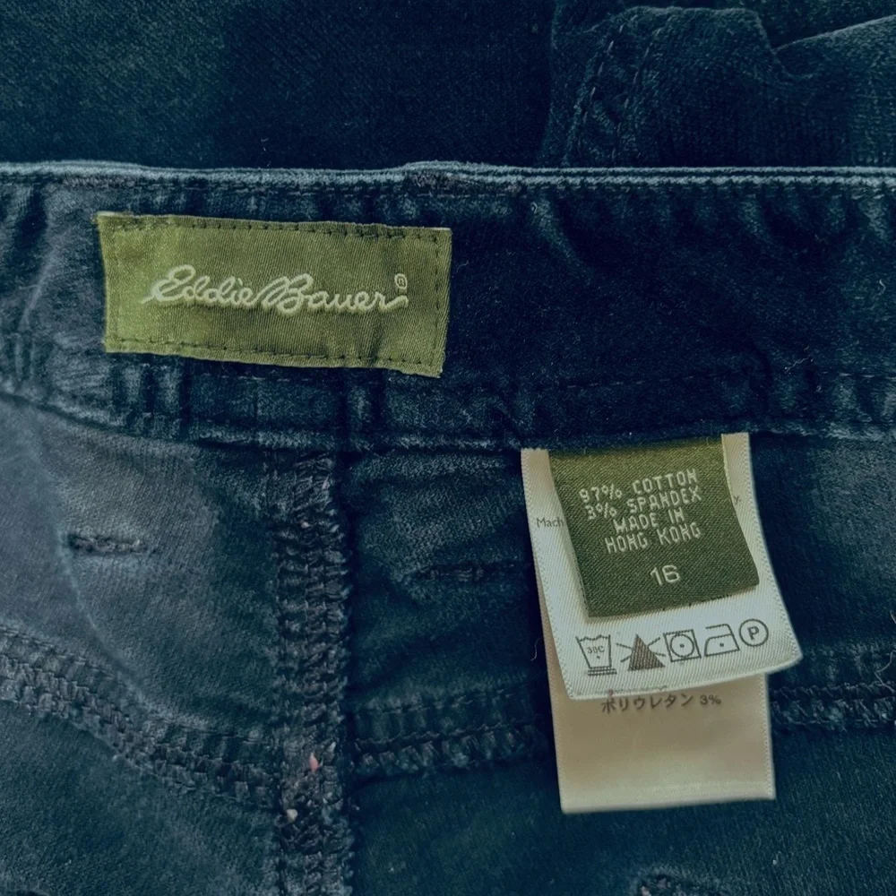 Vintage Eddie Bauer Cowgirl 16 High Rise Navy Raw Hem Flare Leg Corduroy Pants